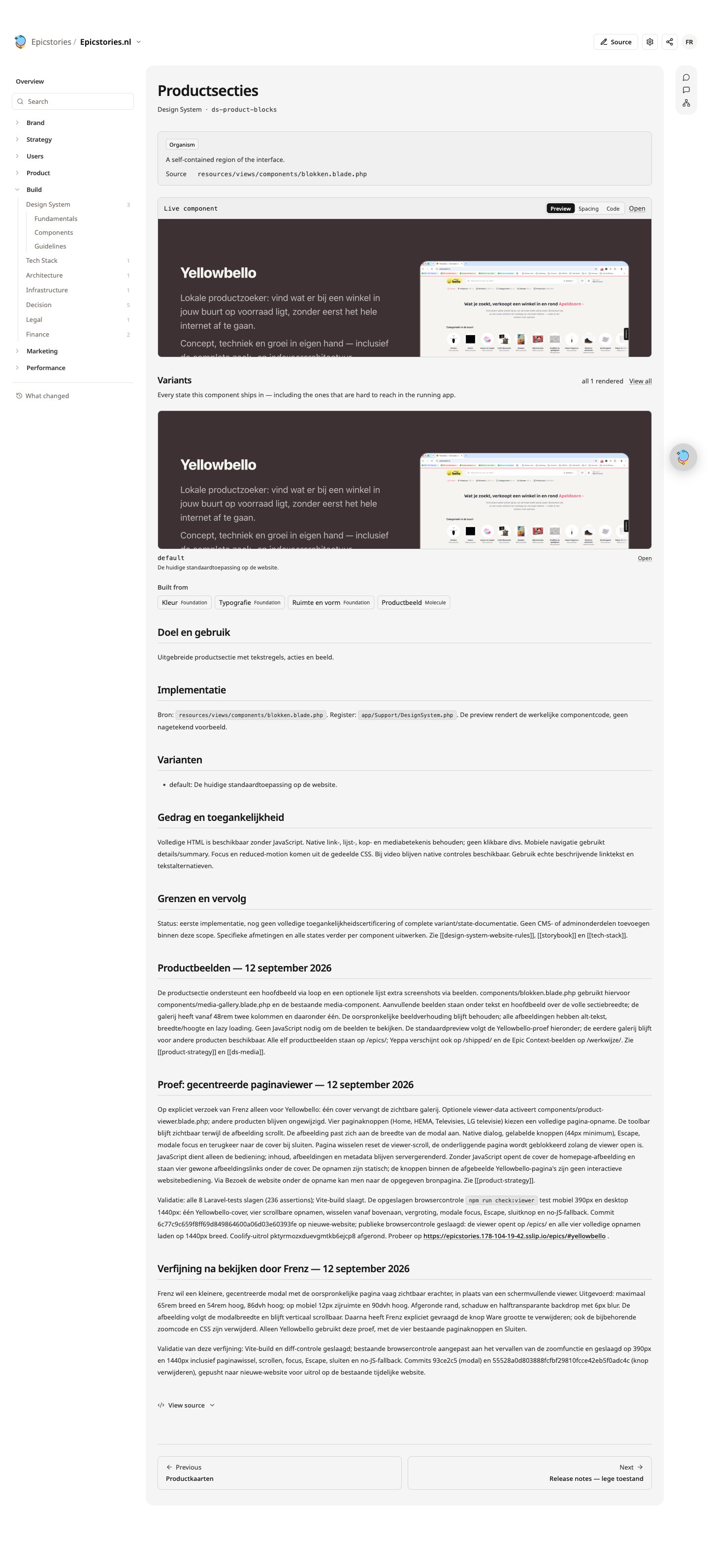 Volledige pagina-opname van Epic Context: Design system.